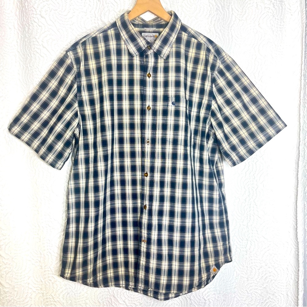 CARHARTT Relaxed Fit Plaid Button Down Shirt Sleeve Shirt